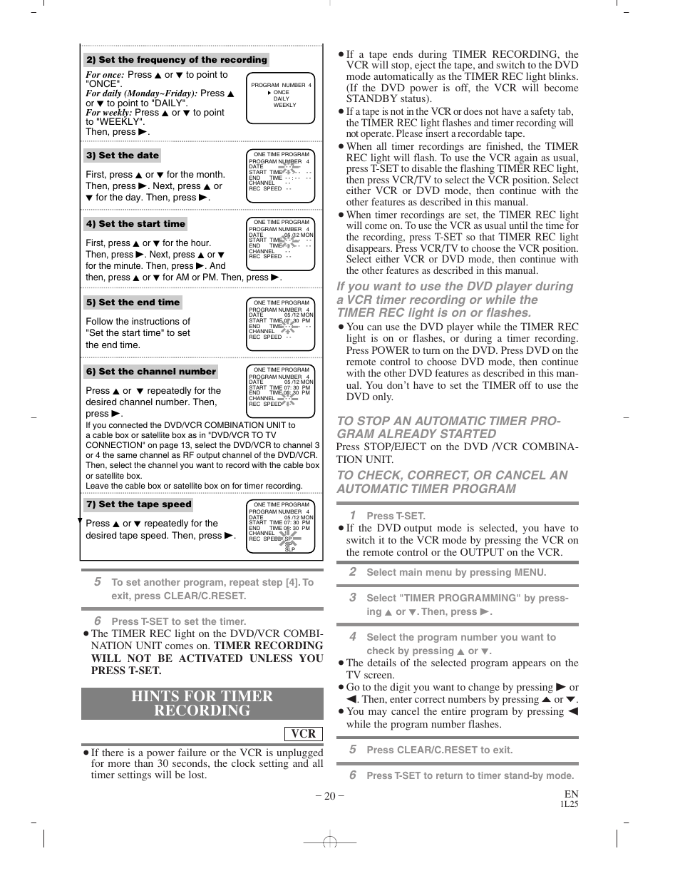 Hints for timer recording | Sylvania CDVC800D User Manual | Page 20 / 36