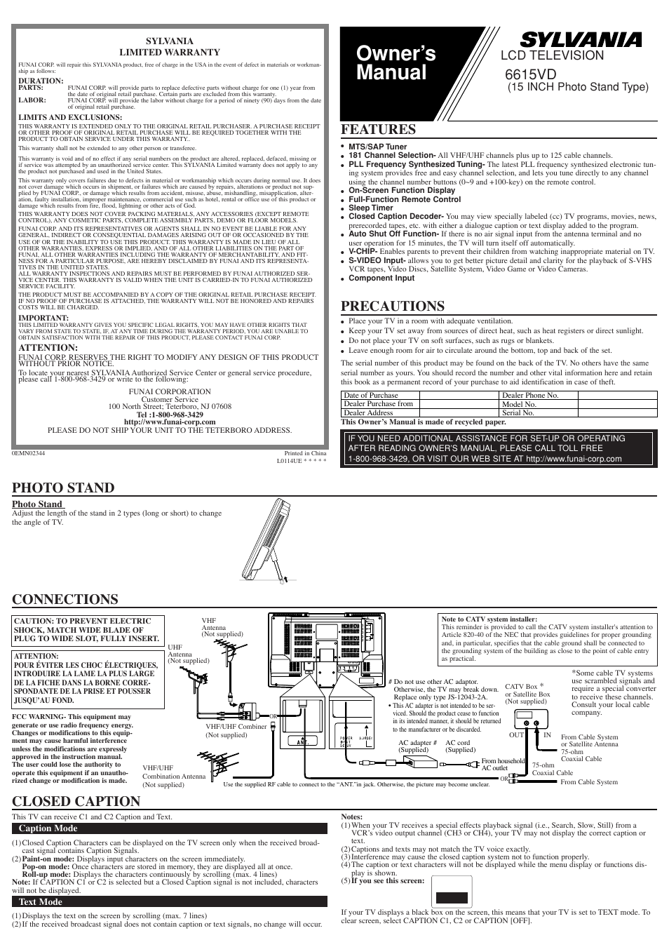 Sylvania 6615VD User Manual | 8 pages