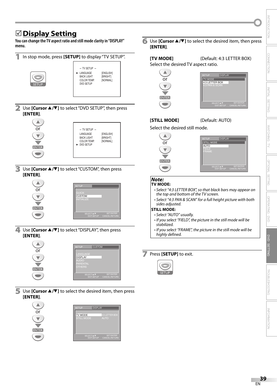 Display setting | Sylvania LD155SL8 User Manual | Page 39 / 48