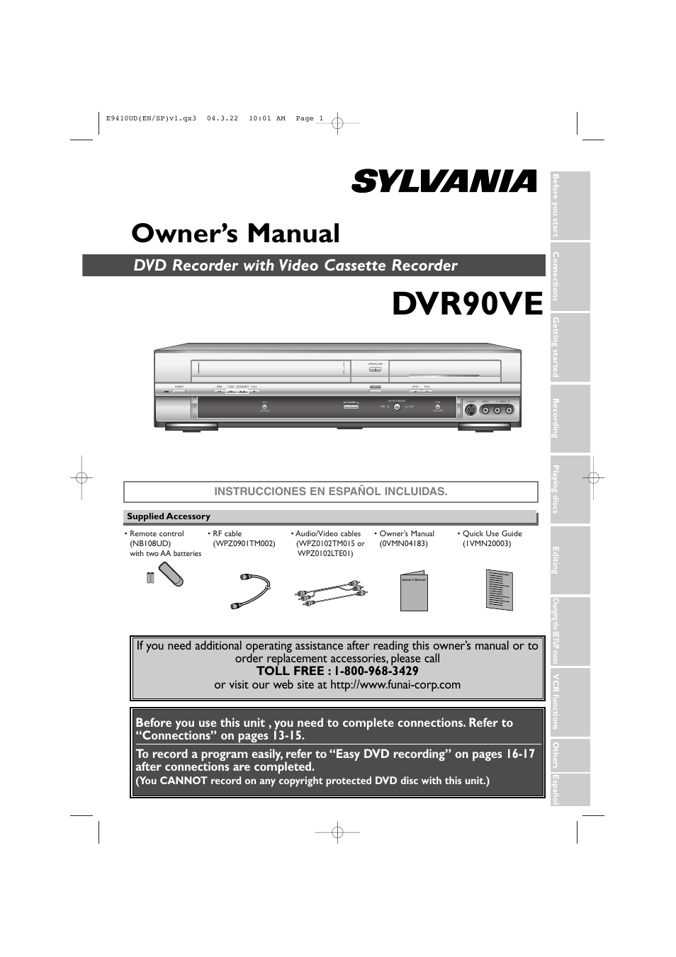 Sylvania DVR90VE User Manual | 108 pages