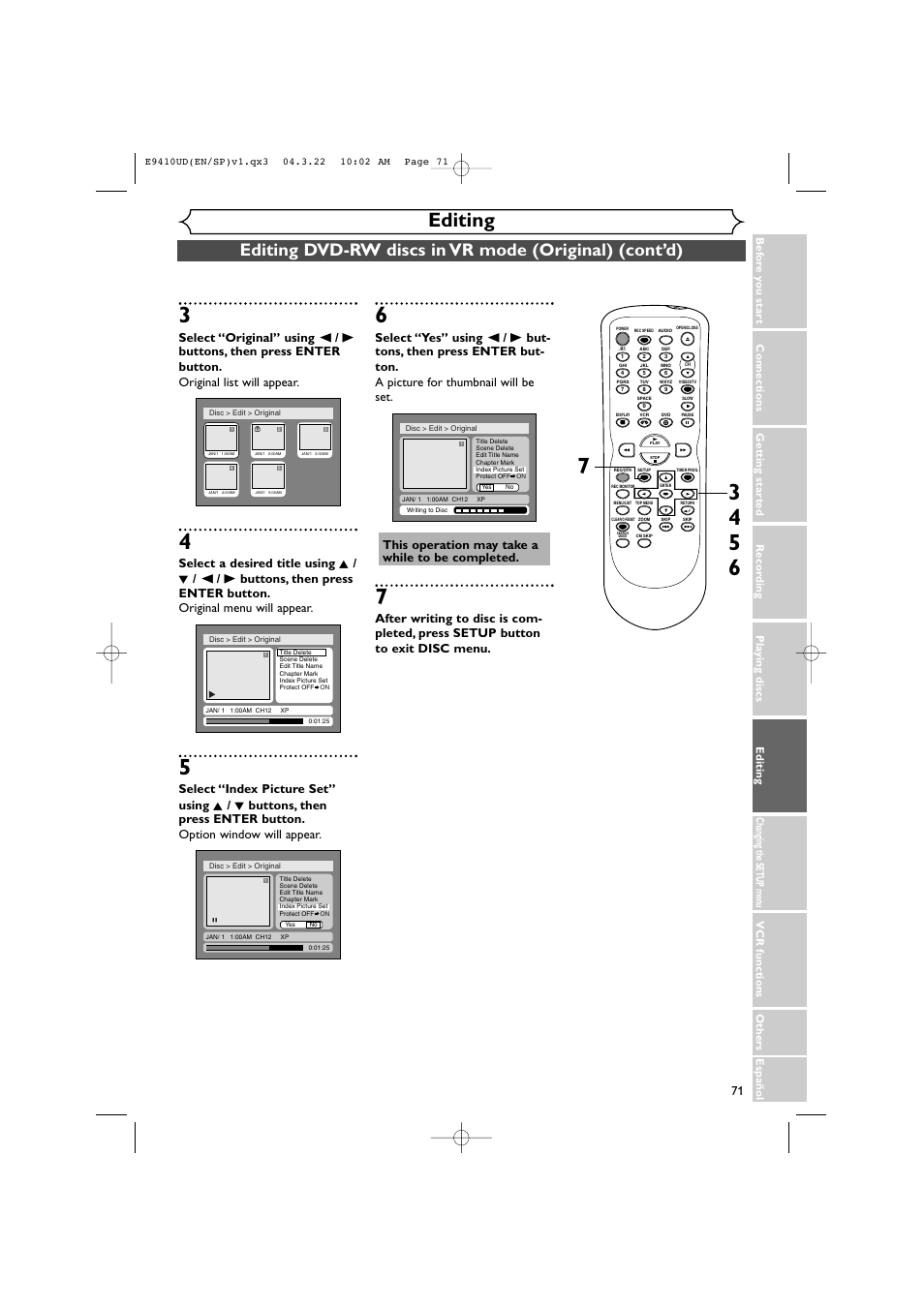 Editing | Sylvania DVR90VE User Manual | Page 71 / 108