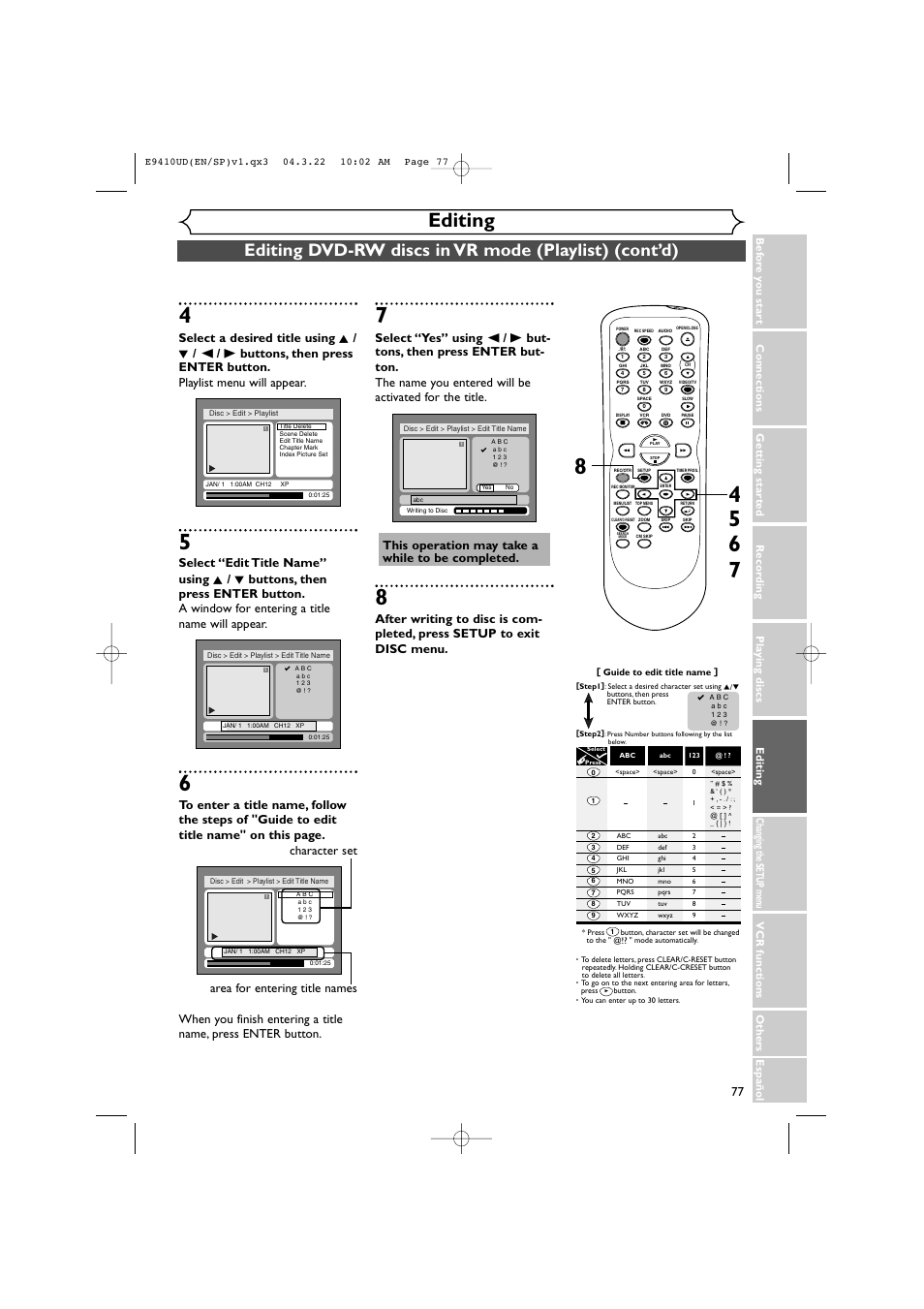Editing | Sylvania DVR90VE User Manual | Page 77 / 108