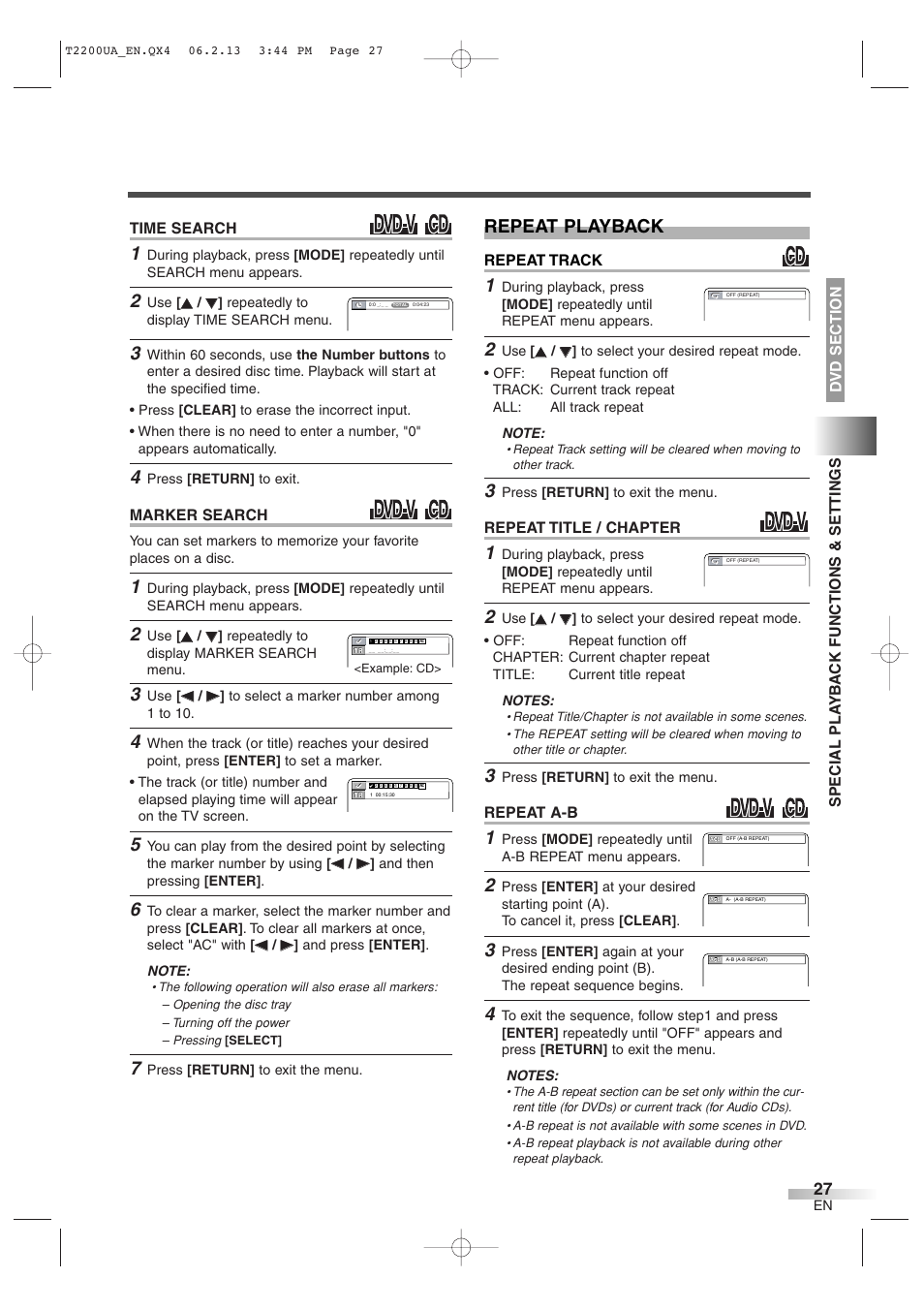 Repeat playback | Sylvania 6724DG User Manual | Page 27 / 44