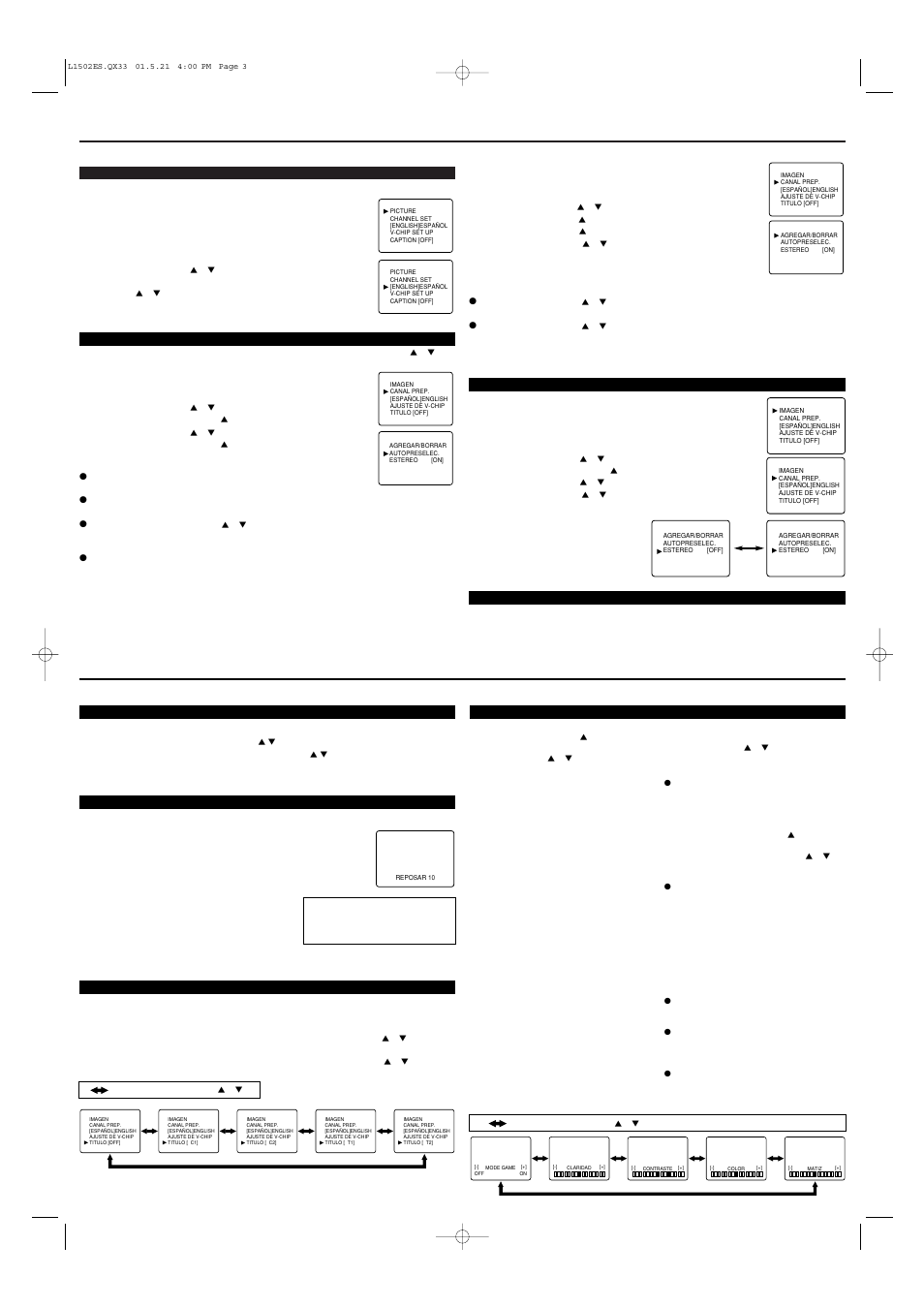 Preparación para la utilización, Operaciones | Sylvania 6427TB User Manual | Page 7 / 8