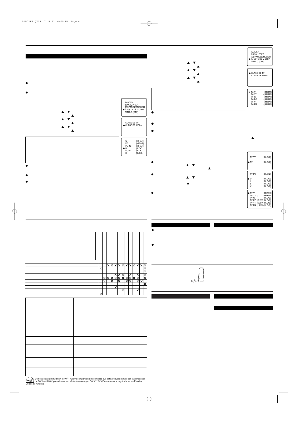 Especificaciones, Operaciones (seguimiento) | Sylvania 6427TB User Manual | Page 8 / 8