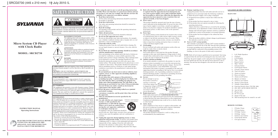 Sylvania SRCD2730 User Manual | 2 pages