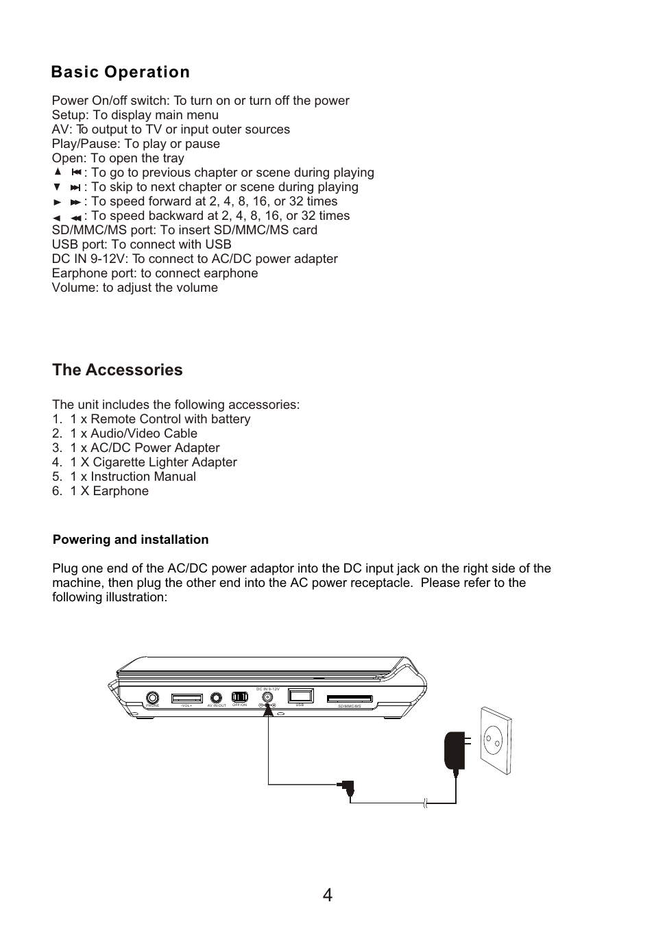 Т³гж 6, Basic operation, The accessories | Sylvania SDVD9000 User Manual | Page 6 / 12