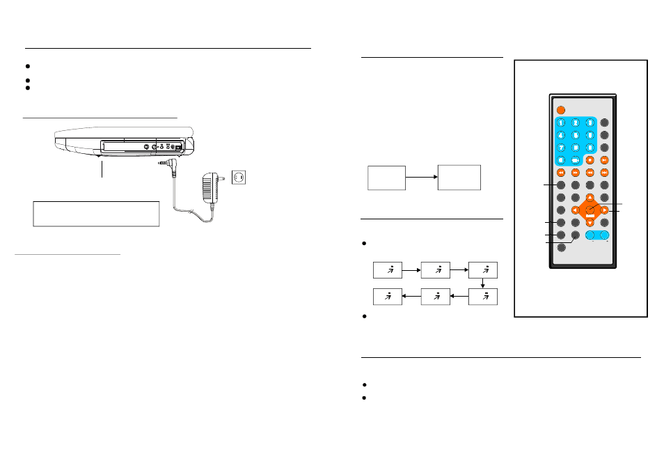 Basic connection, Changing audio soun dtrack lang uage, Connecting to ac power source | Changing subtitle language (dvd only), Zoom play, Dvd/vcd/cd disc), Rechargeable battery use | Sylvania SDVD7045 User Manual | Page 10 / 16