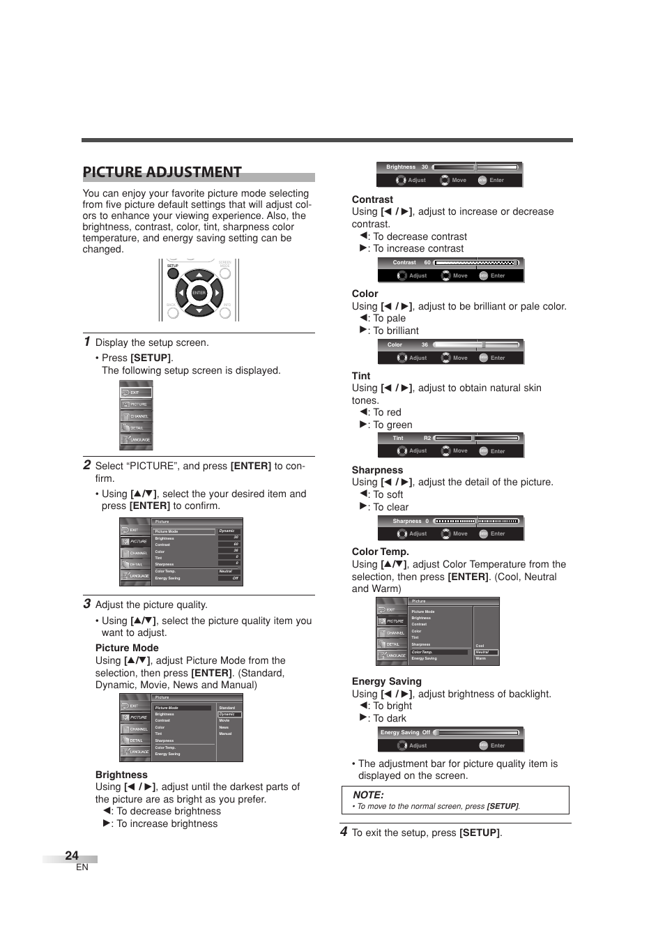 Picture adjustment | Sylvania 6626LG User Manual | Page 24 / 72