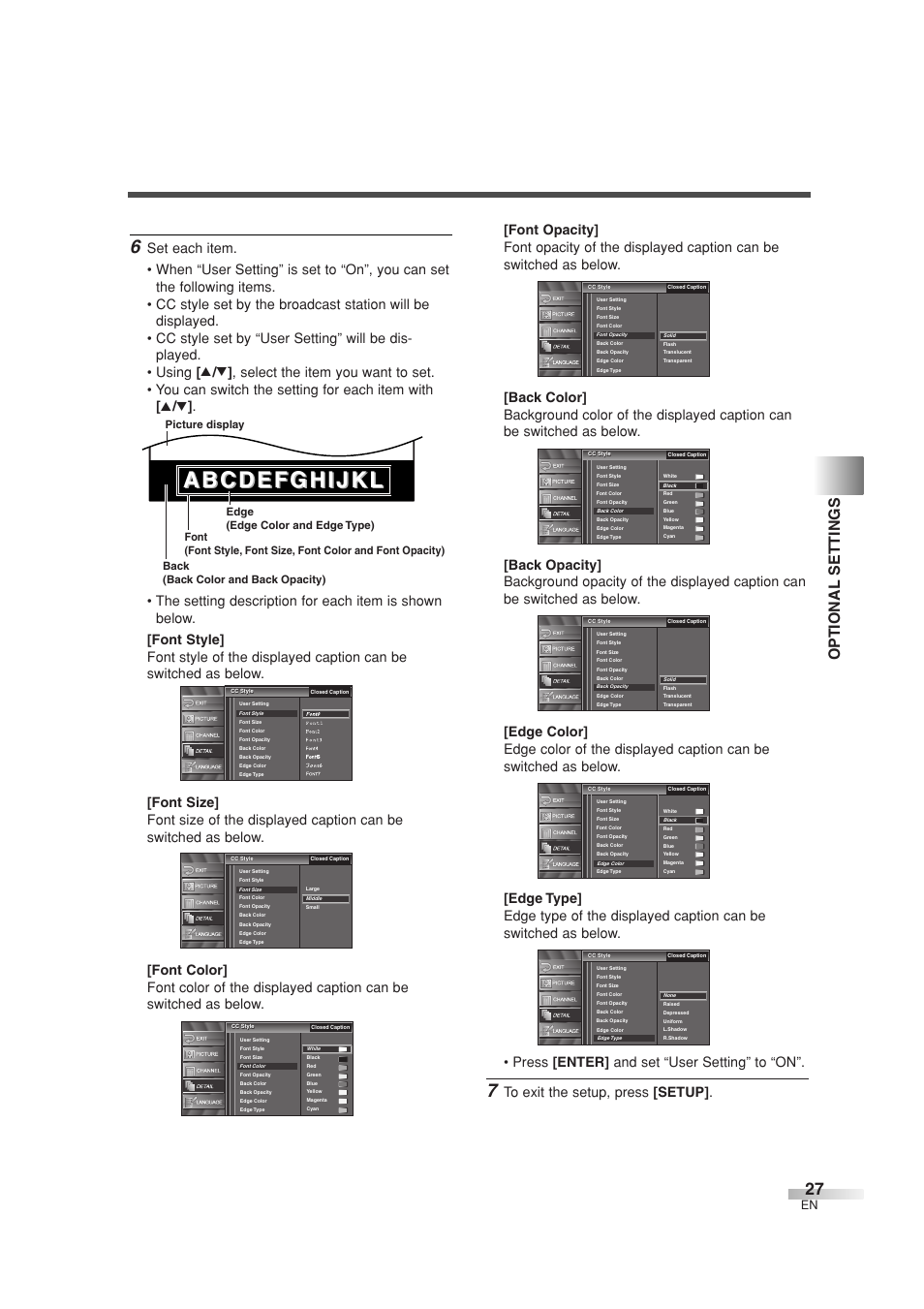 Optional settings | Sylvania 6626LG User Manual | Page 27 / 72