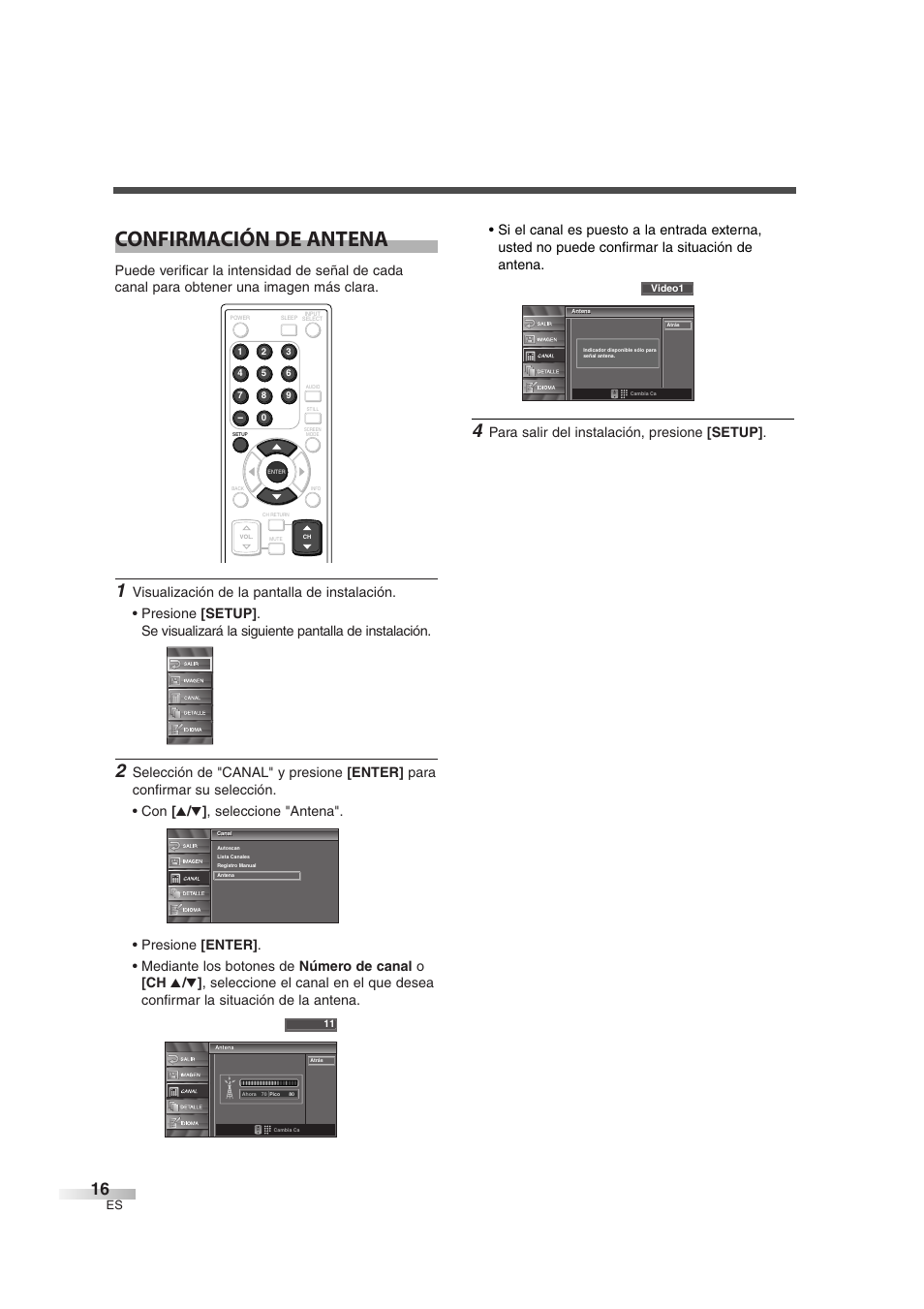 Confirmación de antena, Para salir del instalación, presione [setup | Sylvania 6626LG User Manual | Page 52 / 72