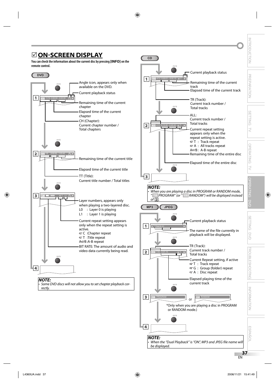 Onscreen display | Sylvania LC370SS8 M2 User Manual | Page 37 / 60