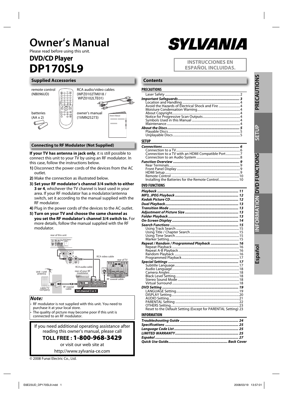 Sylvania DP170SL9 User Manual | 28 pages