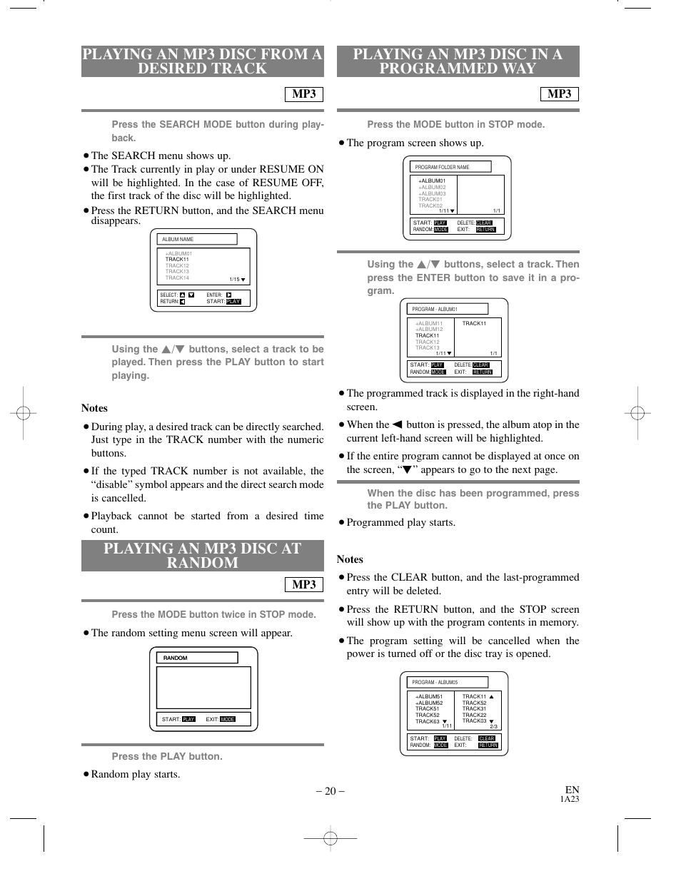 Playing an mp3 disc at random | Sylvania SRDV200 User Manual | Page 20 / 36