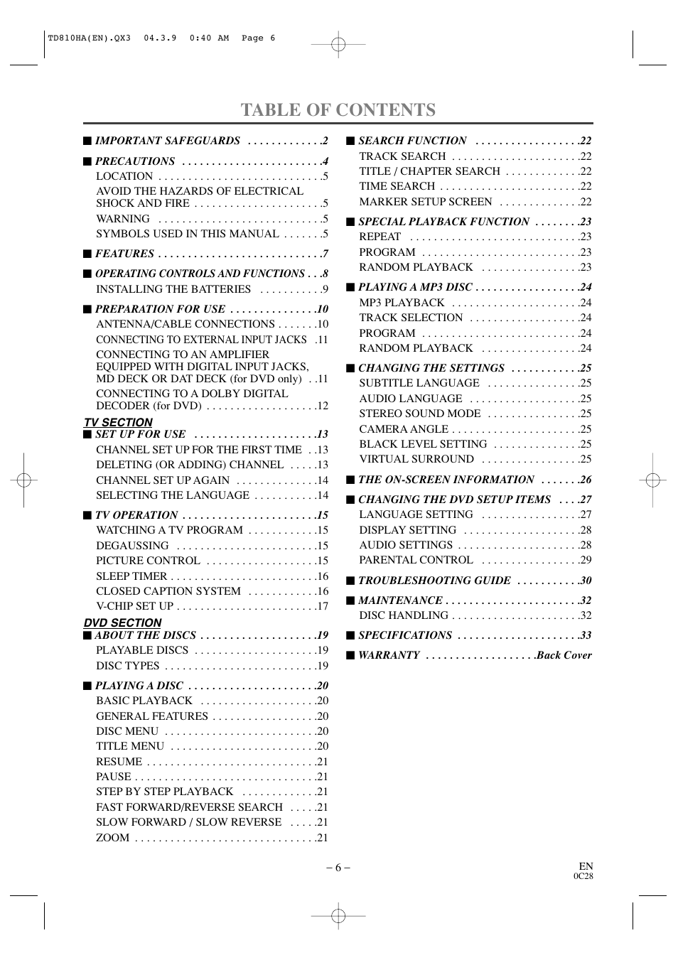 Sylvania 6520FDD User Manual | Page 6 / 34