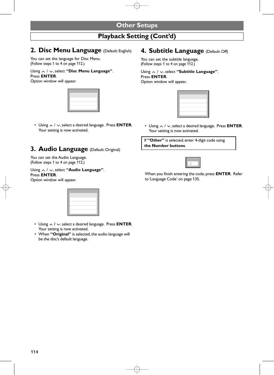 Disc menu language, Audio language | Sylvania HDRV200F User Manual | Page 122 / 156
