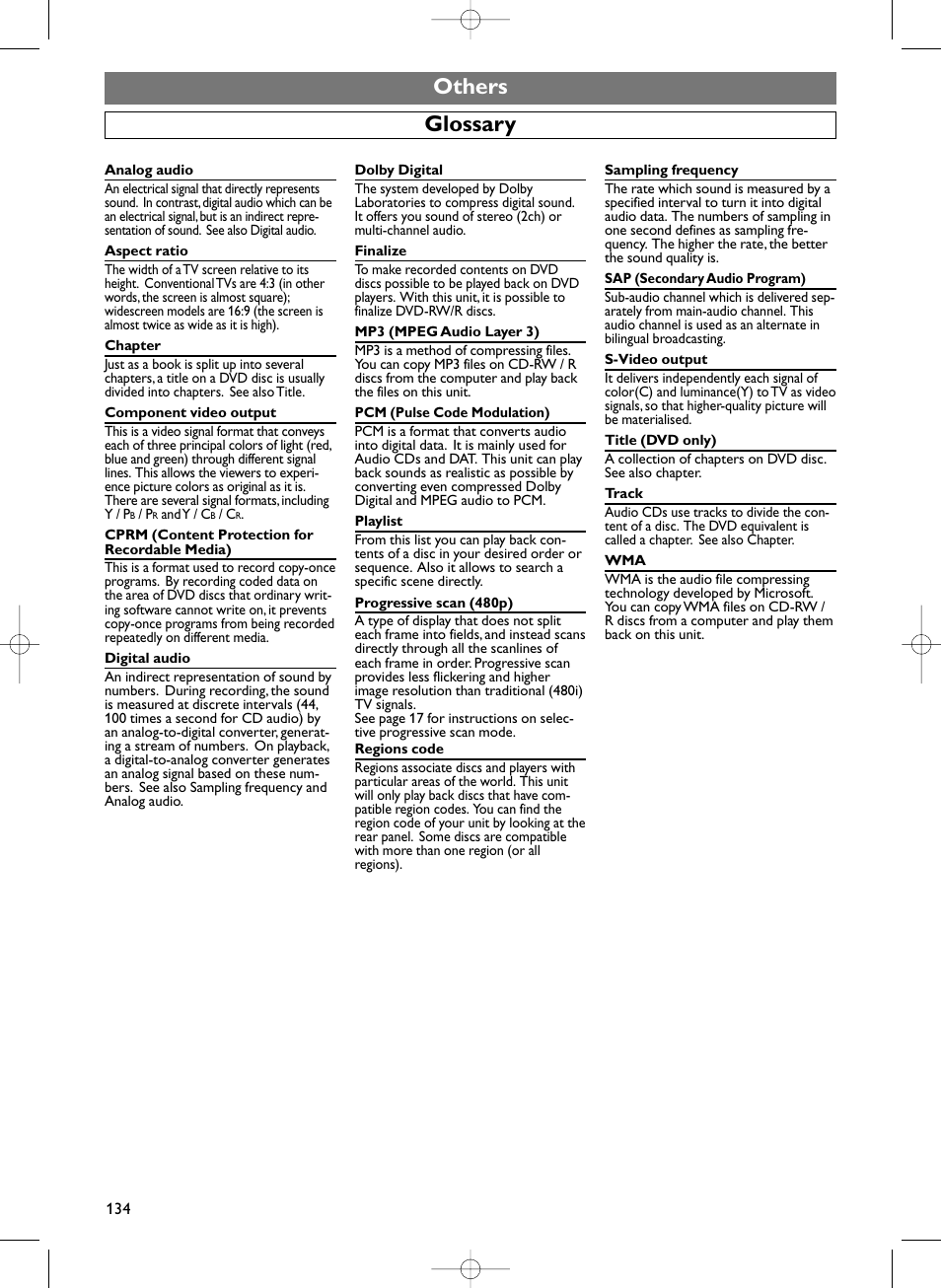 Others glossary | Sylvania HDRV200F User Manual | Page 142 / 156