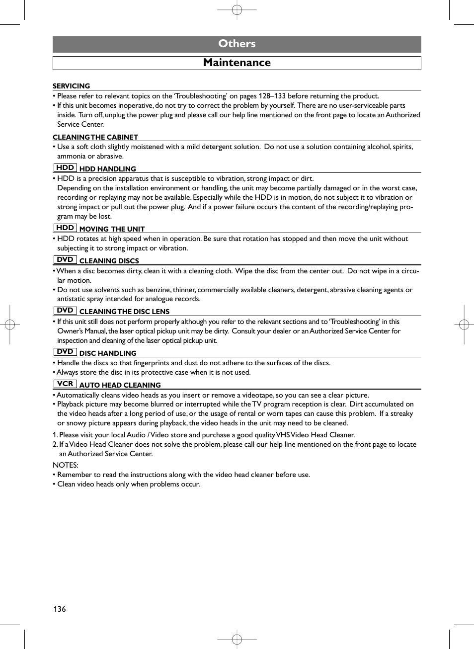 Others maintenance | Sylvania HDRV200F User Manual | Page 144 / 156