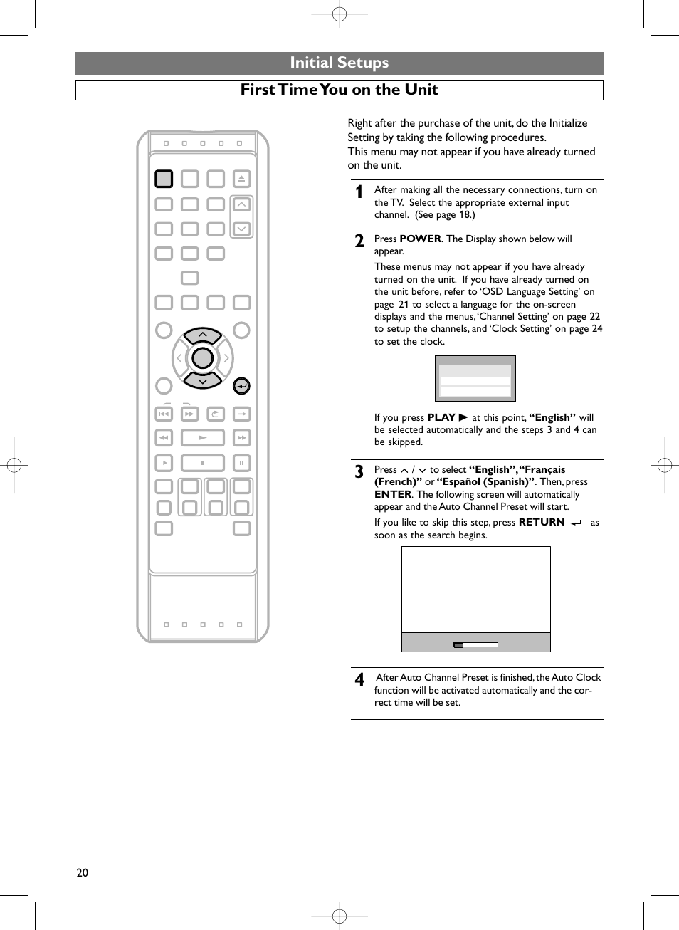 Initial setups first time you on the unit | Sylvania HDRV200F User Manual | Page 28 / 156