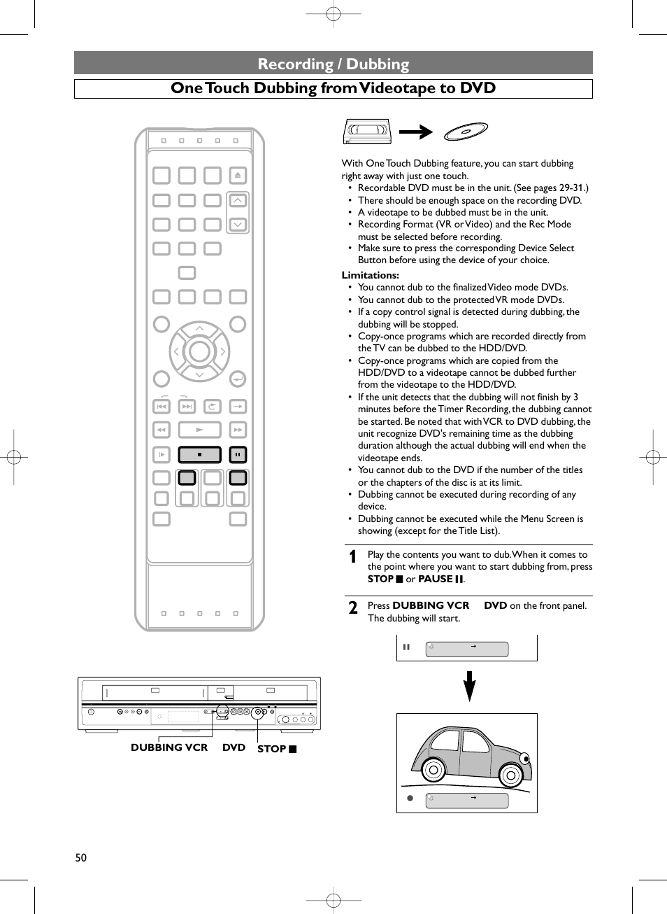 Reset dubbing vcr ➞ dvd stop c | Sylvania HDRV200F User Manual | Page 58 / 156