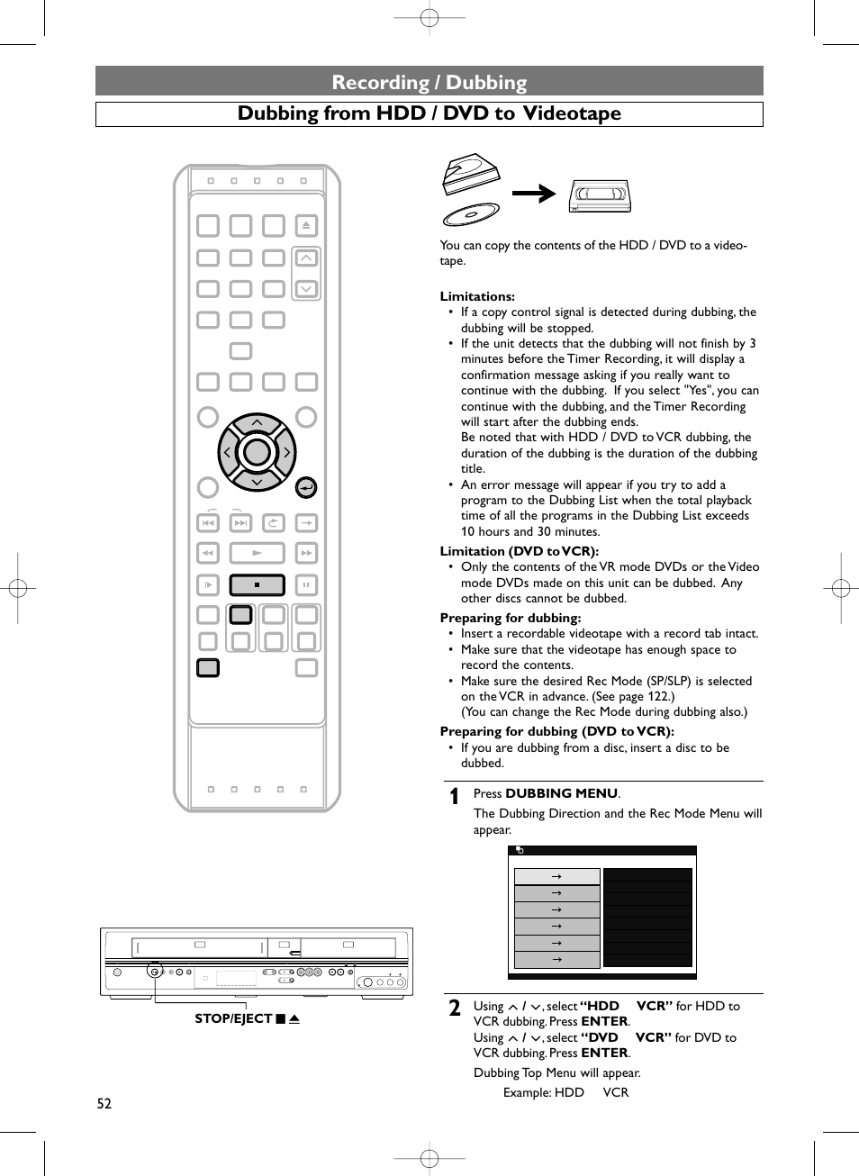 Reset stop/eject c a | Sylvania HDRV200F User Manual | Page 60 / 156