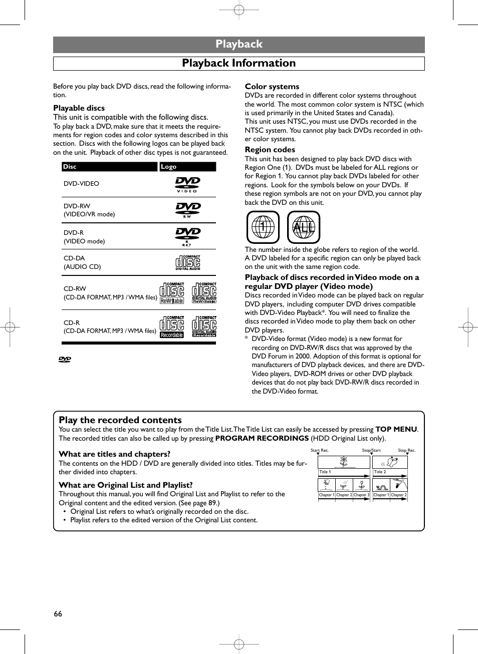 Playback playback information, Play the recorded contents | Sylvania HDRV200F User Manual | Page 74 / 156
