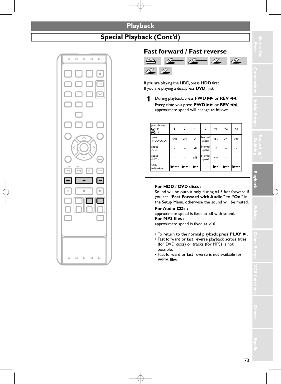 Playback | Sylvania HDRV200F User Manual | Page 81 / 156