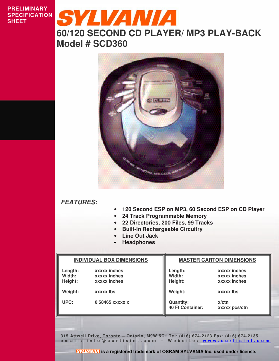 Sylvania SCD360 User Manual | 1 page