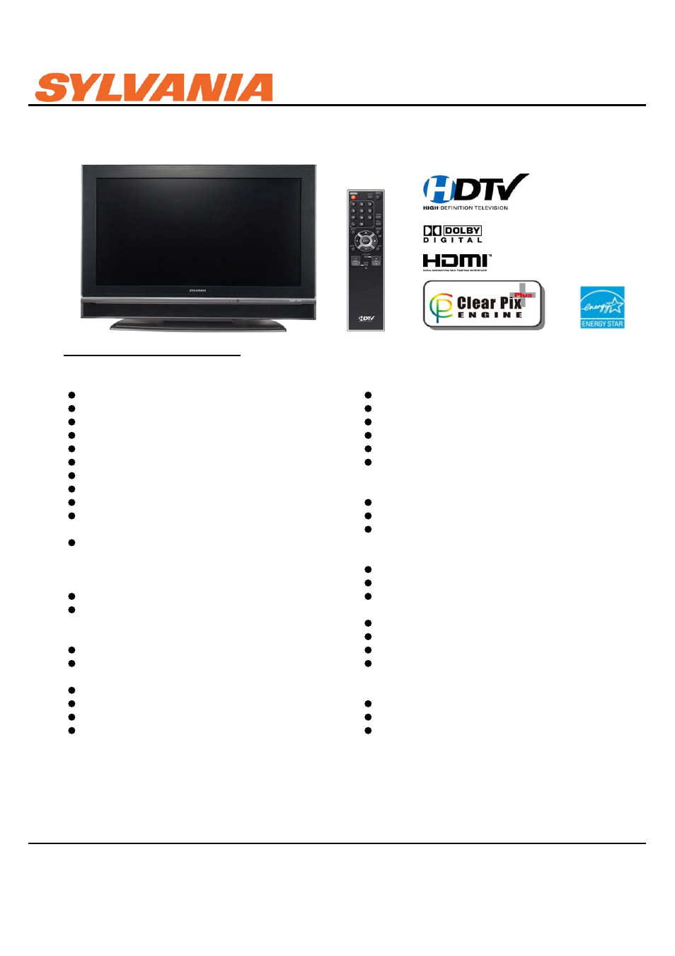 Sylvania LC260SS8 User Manual | 1 page