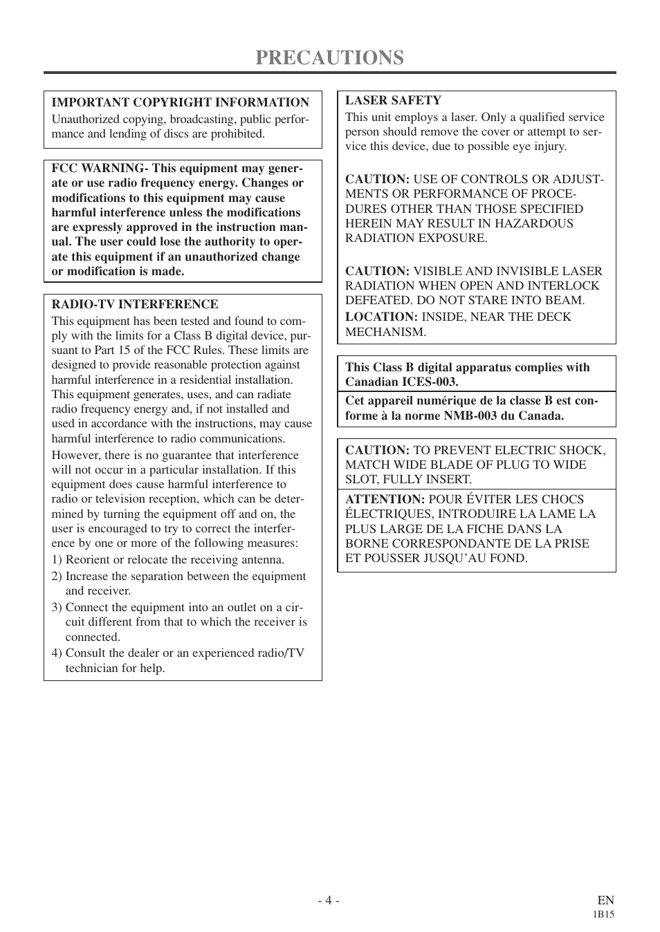 Precautions | Sylvania 6720FDE User Manual | Page 4 / 56