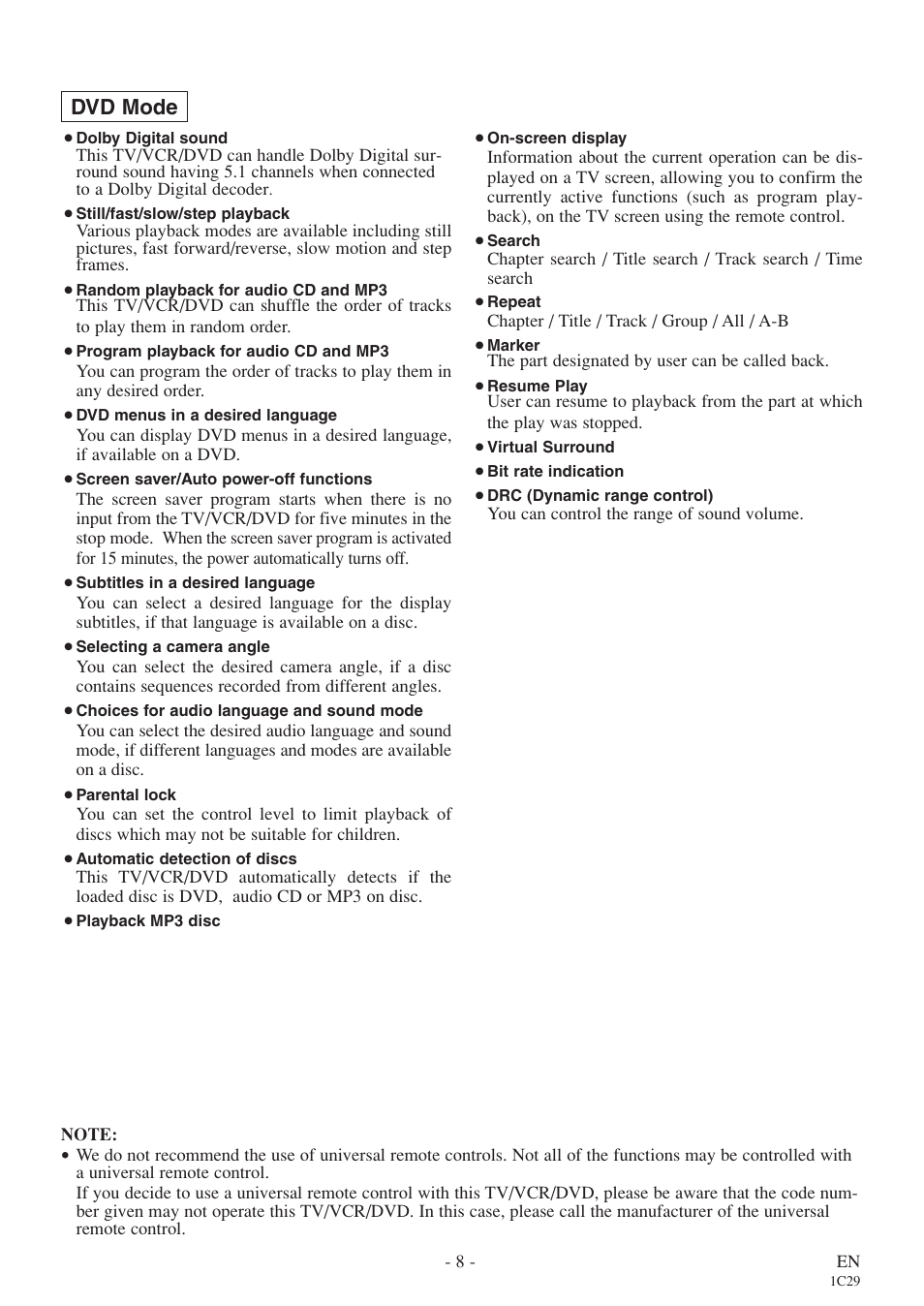 Dvd mode | Sylvania 6720FDE User Manual | Page 8 / 56