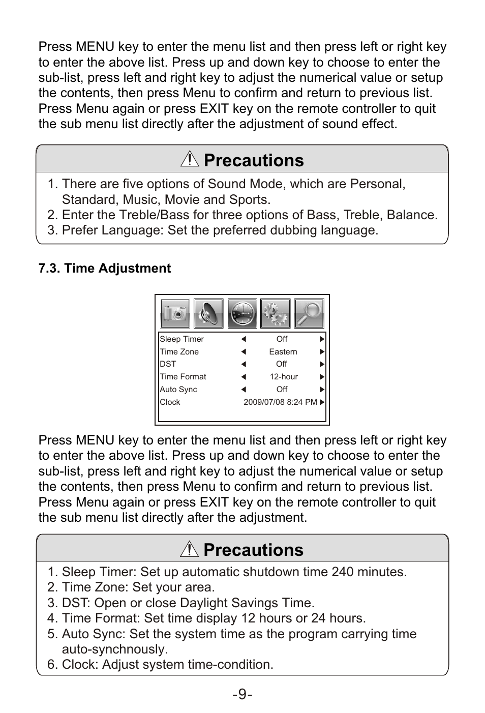 Т³гж 11, Precautions | Sylvania SRT902A User Manual | Page 11 / 19