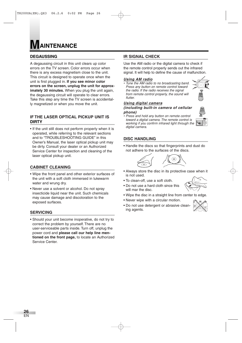 Aintenance | Sylvania 6513DG User Manual | Page 26 / 36