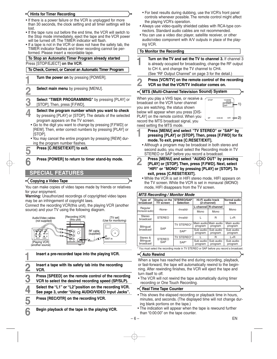 Special features | Sylvania SSV6003 User Manual | Page 6 / 8