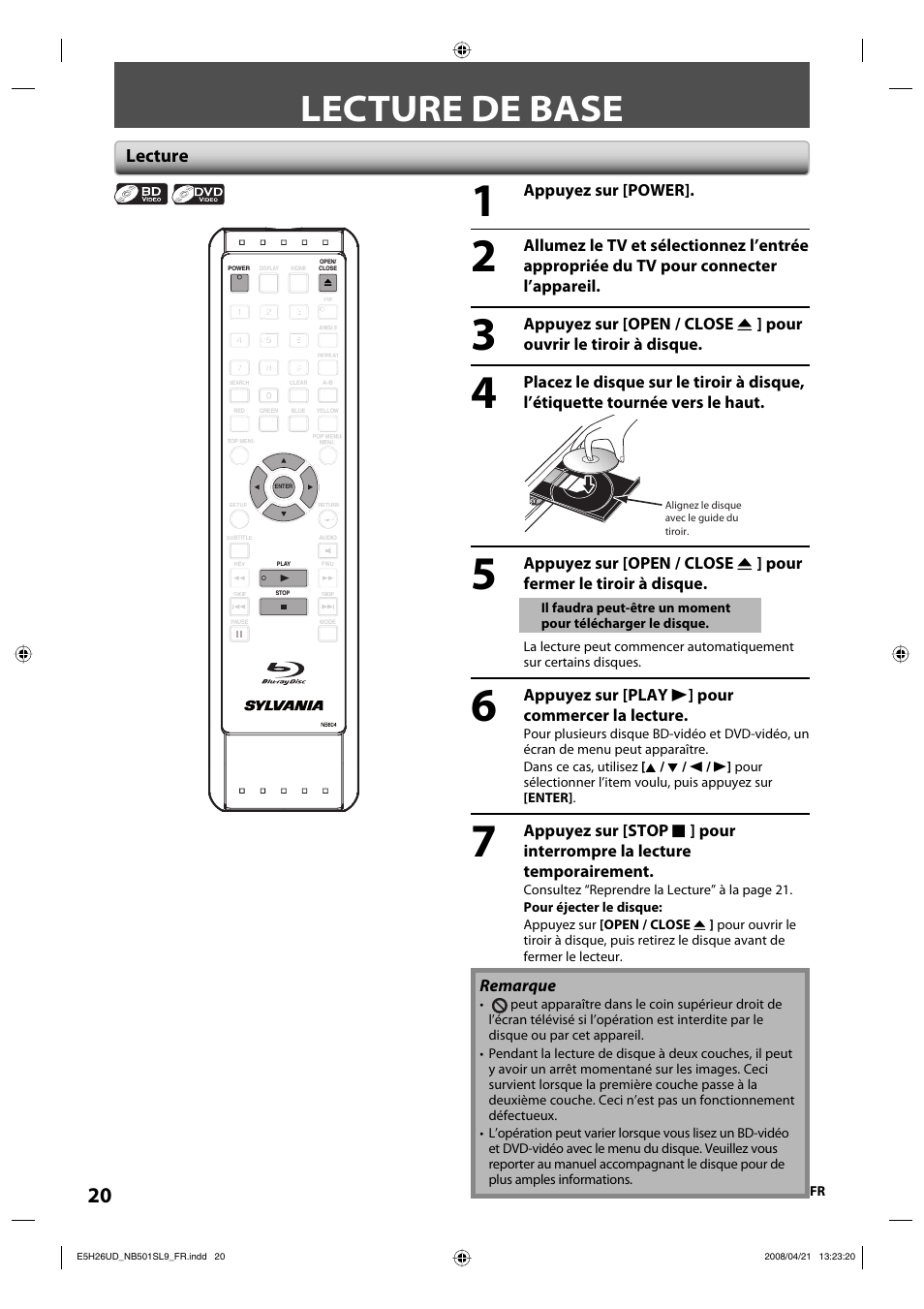 Lecture de base | Sylvania NB501SL9 User Manual | Page 120 / 148