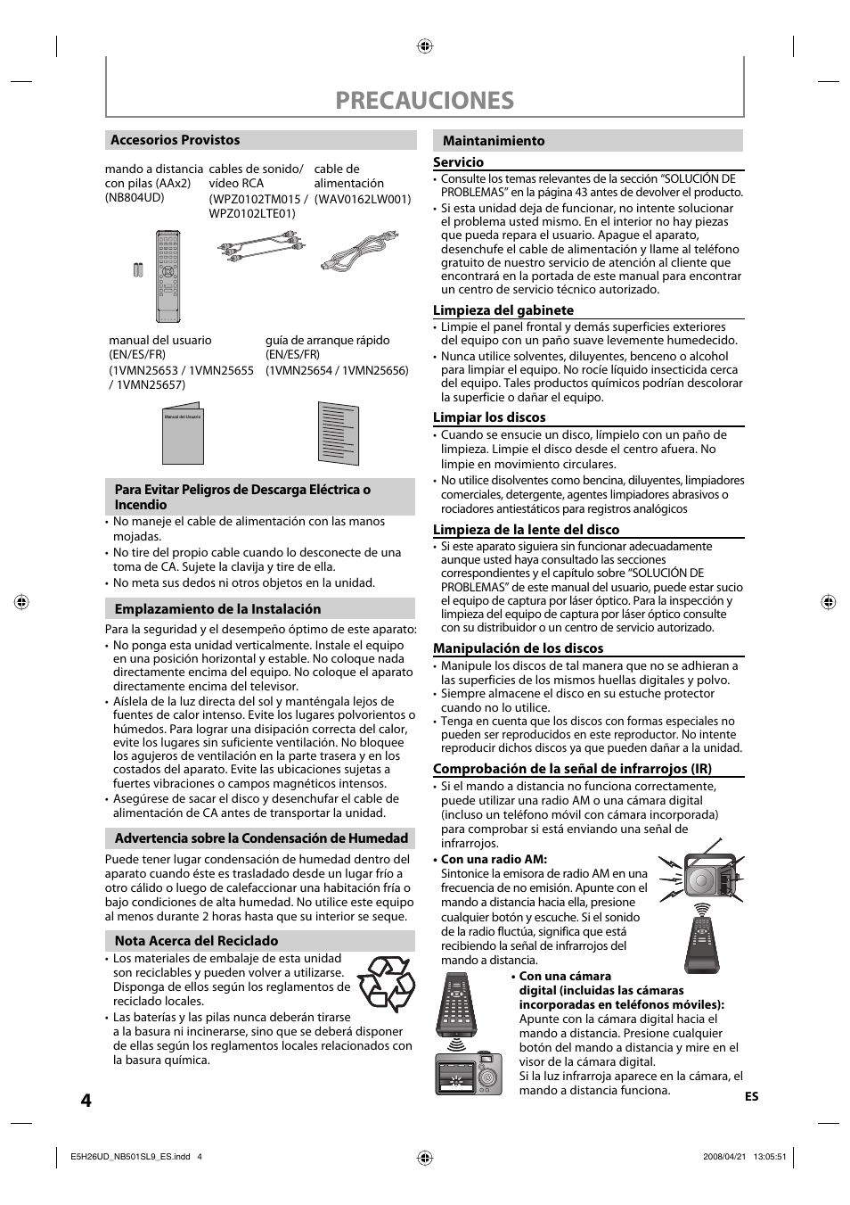 Precauciones | Sylvania NB501SL9 User Manual | Page 55 / 148