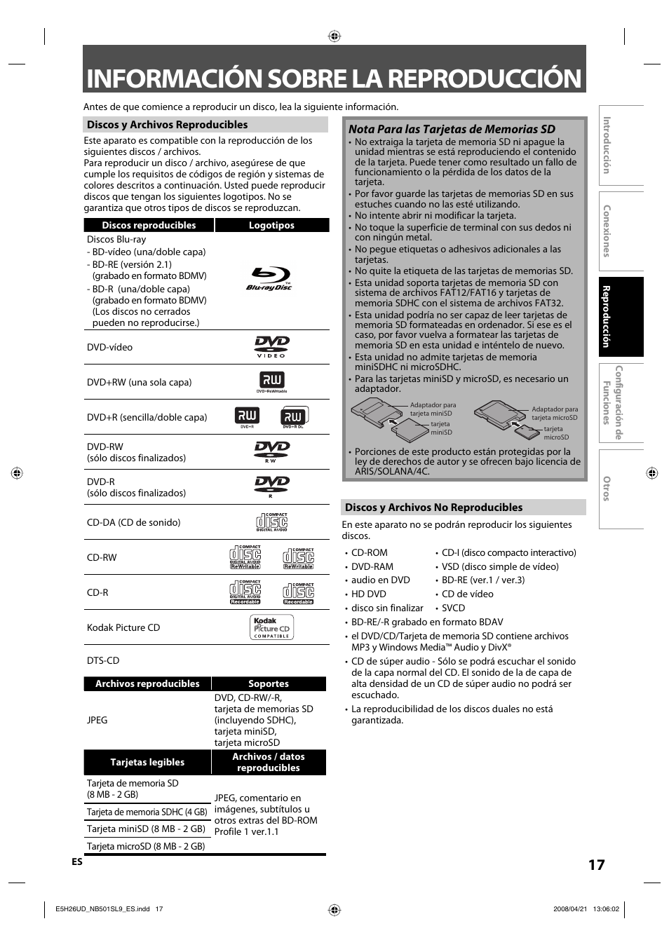 Información sobre la reproducción | Sylvania NB501SL9 User Manual | Page 68 / 148