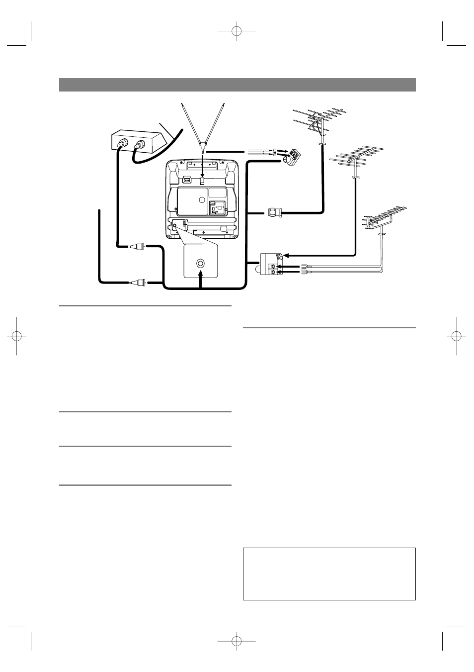 Conexiones de antena/cable, Conexion de la antena bipolar, Antena combinada de vhf/uhf | Antenas separadas de vhf/uhf, Cable sin convertidor/descodifi- cador | Sylvania 6309CB User Manual | Page 30 / 33