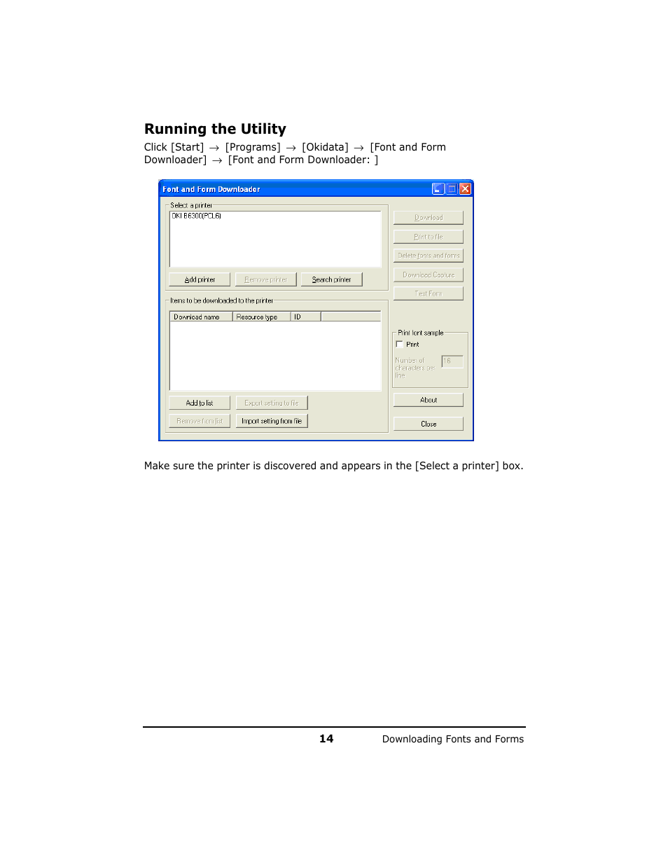 Running the utility | Oki B 6200n User Manual | Page 14 / 32