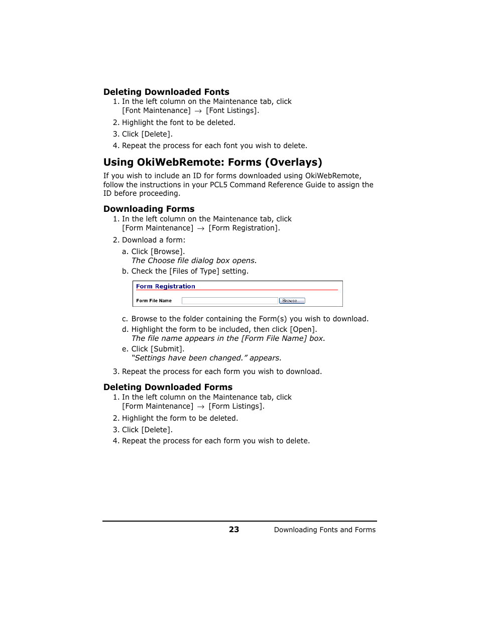 Using okiwebremote: forms (overlays) | Oki B 6200n User Manual | Page 23 / 32