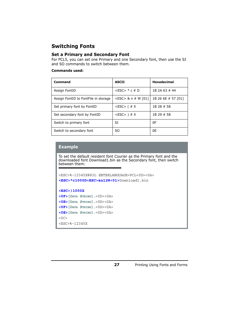 Switching fonts | Oki B 6200n User Manual | Page 27 / 32