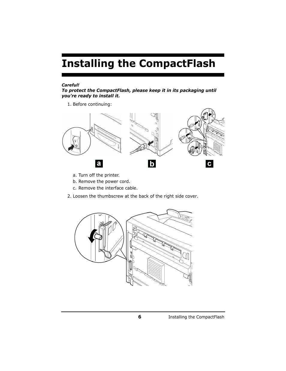 Installing the compactflash | Oki B 6200n User Manual | Page 6 / 32