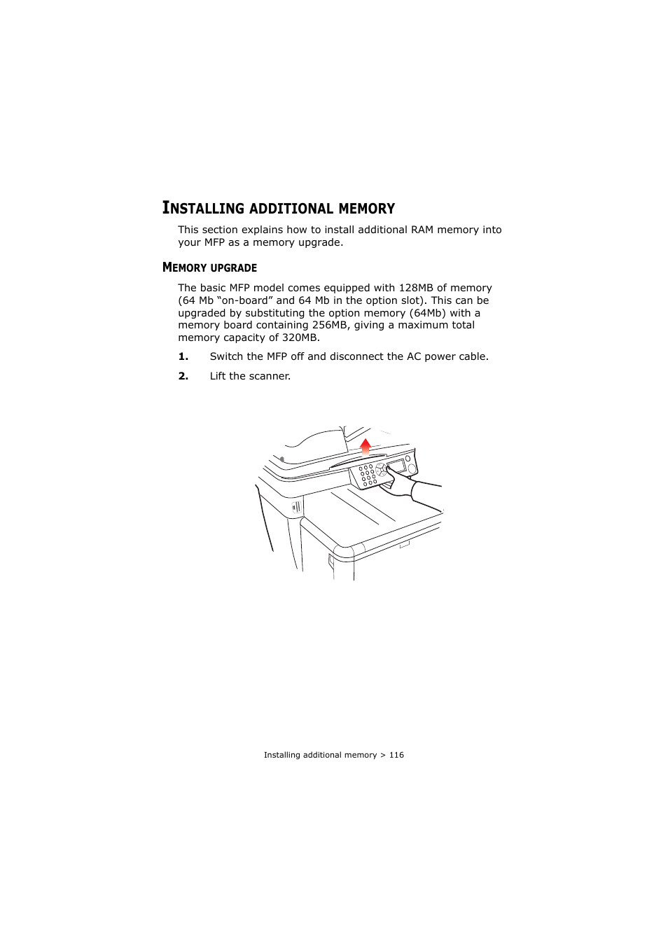 Installing additional memory, Memory upgrade, Nstalling | Additional | Oki C3520 User Manual | Page 116 / 138