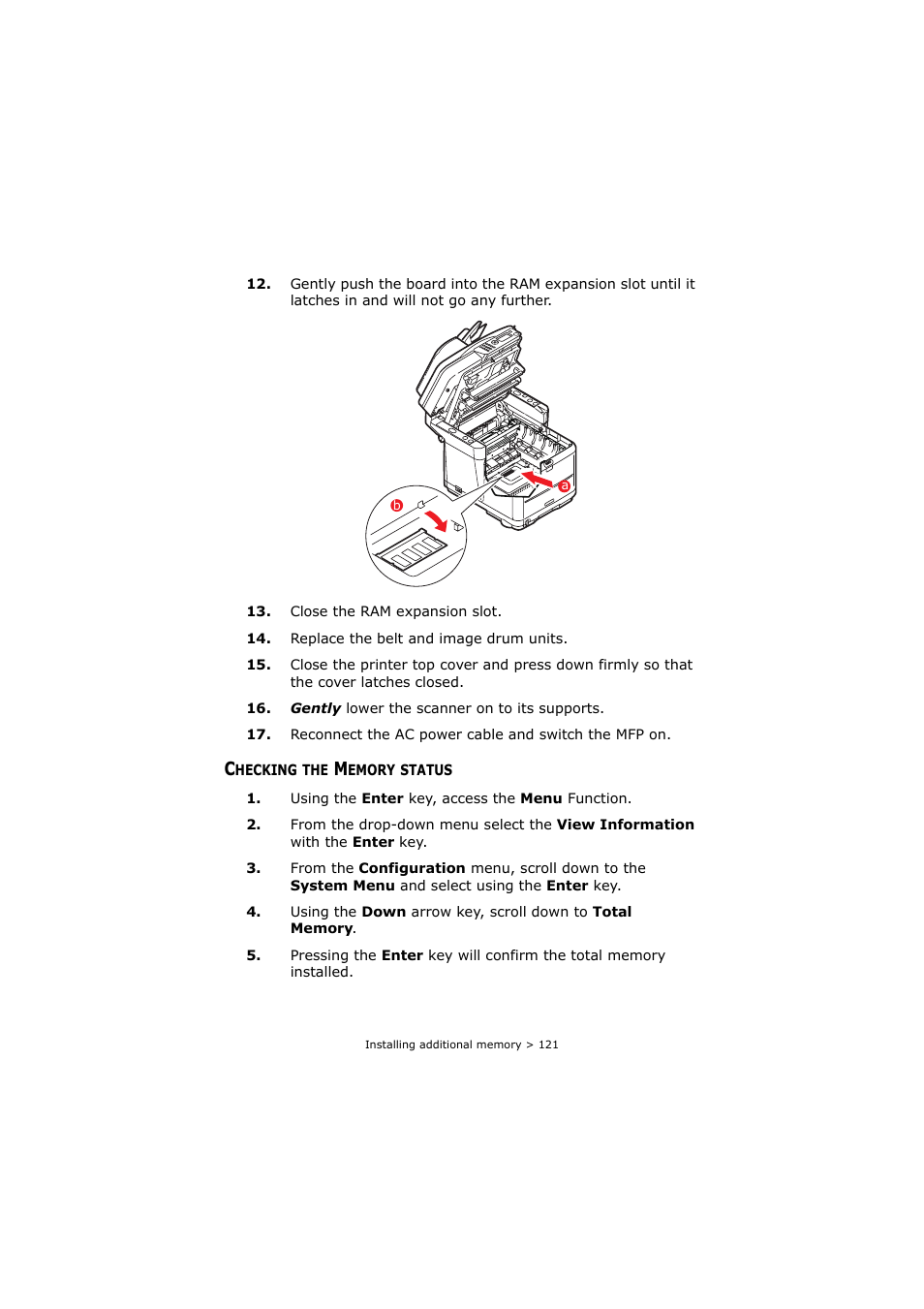 Checking the memory status | Oki C3520 User Manual | Page 121 / 138