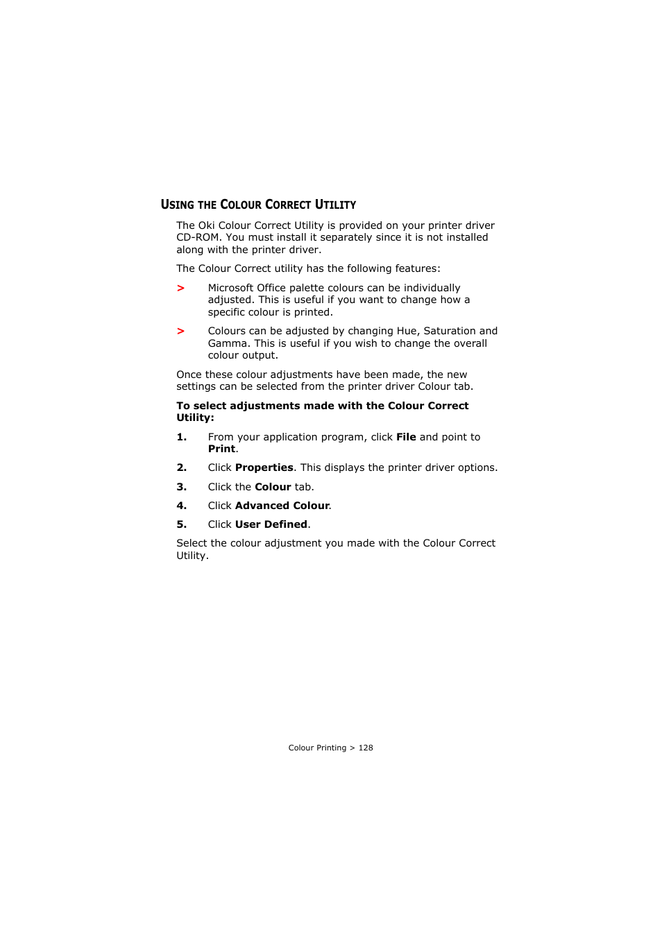 Using the colour correct utility | Oki C3520 User Manual | Page 128 / 138