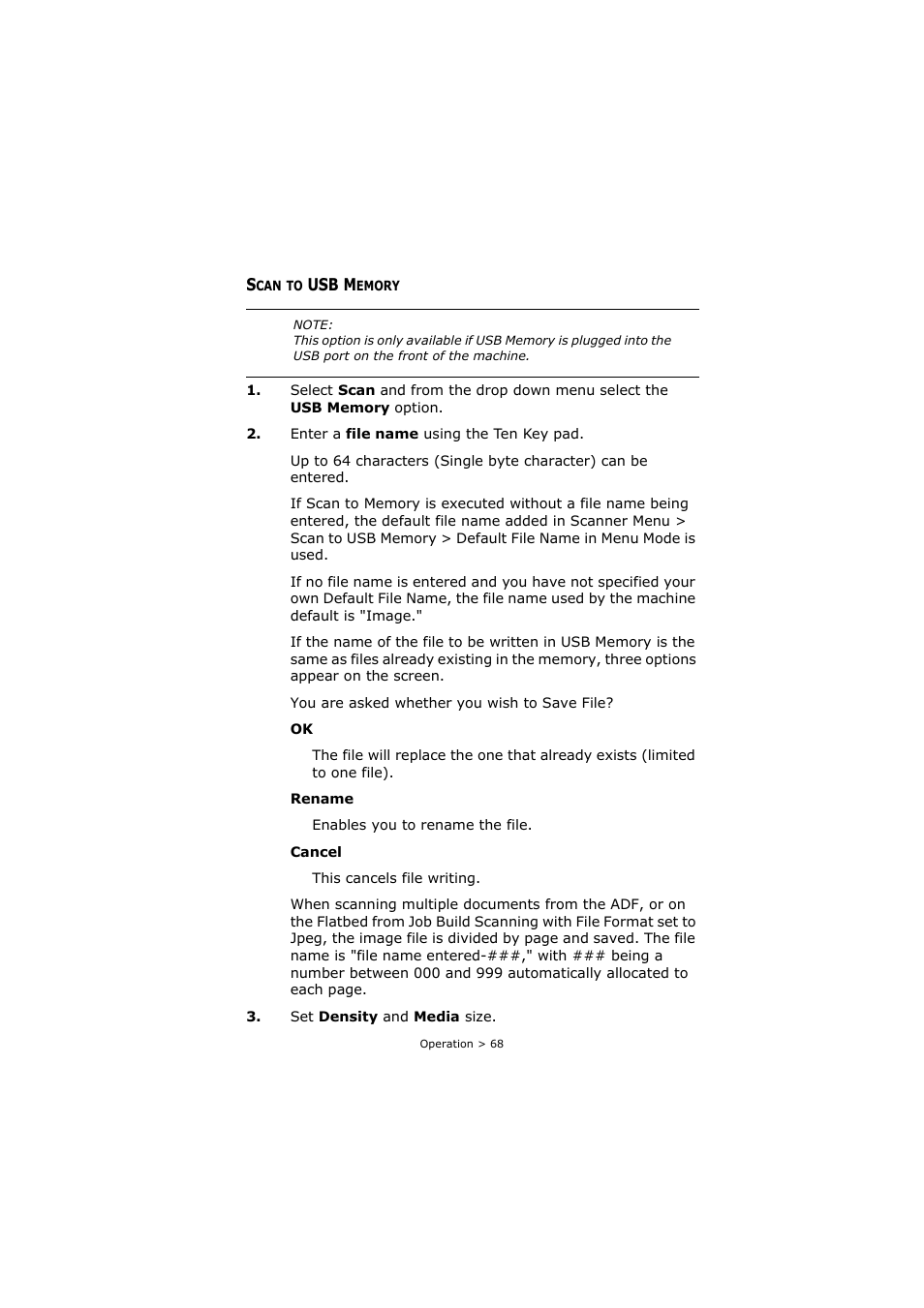 Scan to usb memory | Oki C3520 User Manual | Page 68 / 138