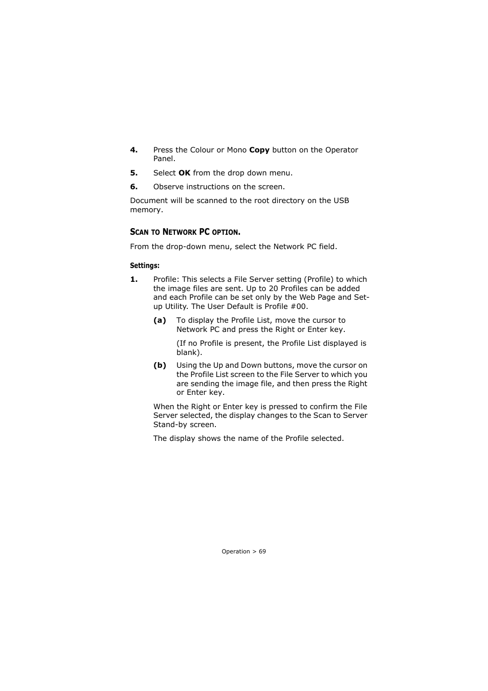 Scan to network pc option | Oki C3520 User Manual | Page 69 / 138