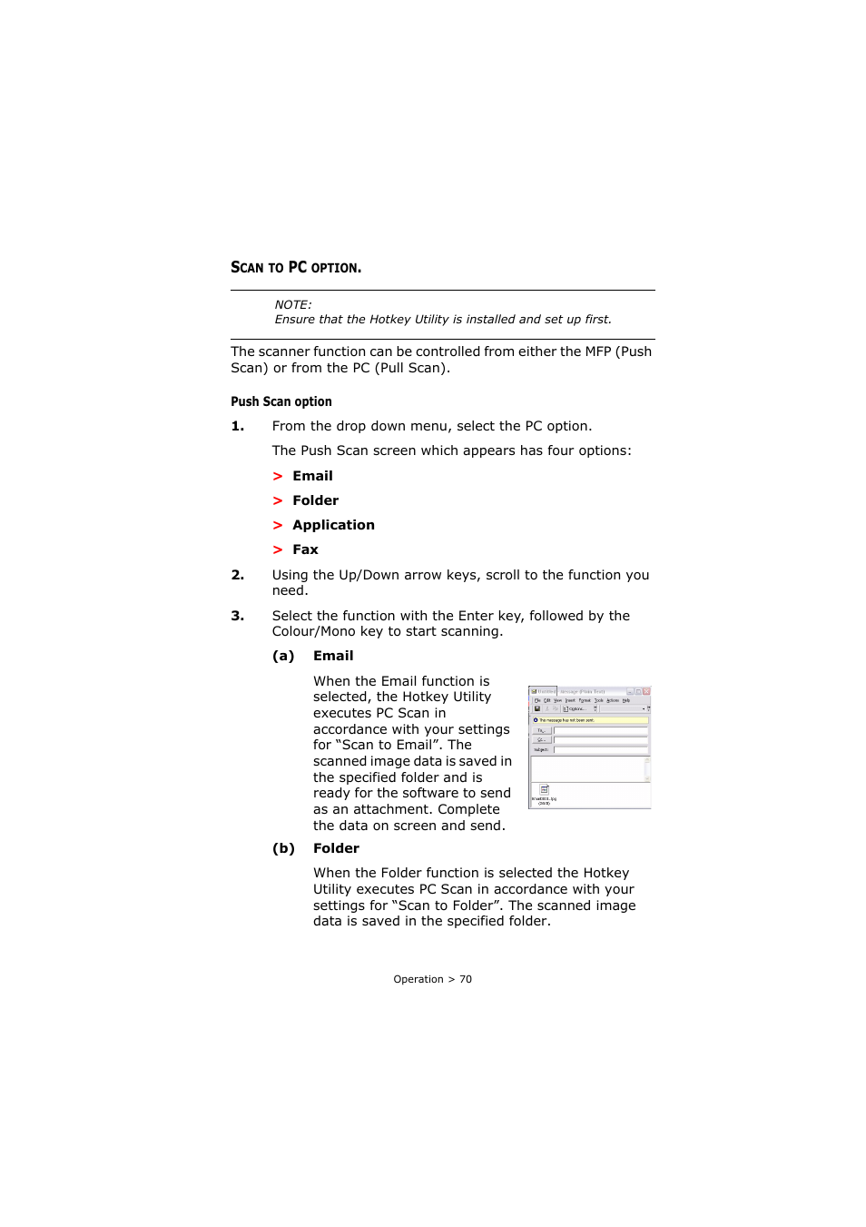 Scan to pc option | Oki C3520 User Manual | Page 70 / 138