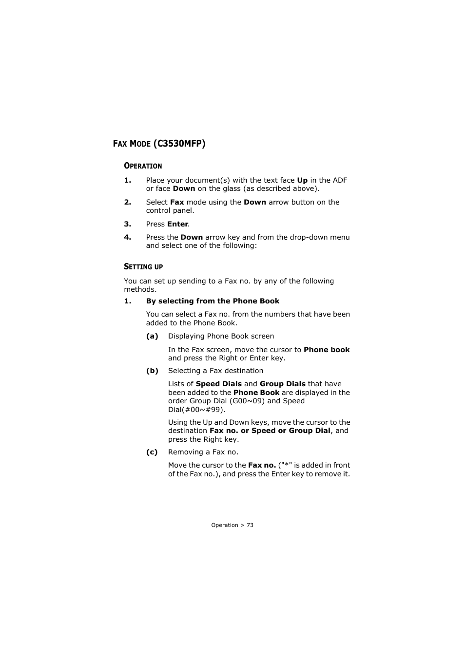Fax mode (c3530mfp), Operation, Setting up | Operation setting up, C3530mfp) | Oki C3520 User Manual | Page 73 / 138