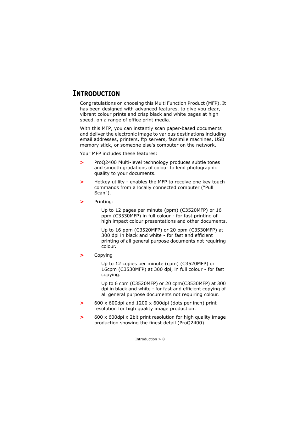 Introduction, Ntroduction | Oki C3520 User Manual | Page 8 / 138